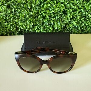 Salvatore Ferragamo Gancini 53mm Tortoise Shell Round Sunglasses